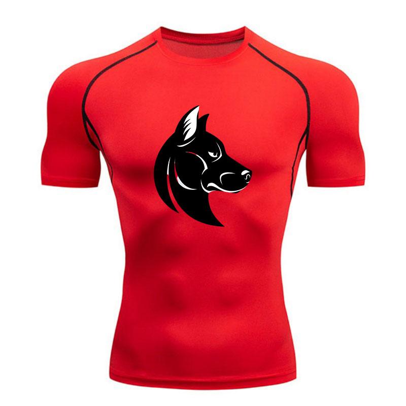 Men's Compression Athletic T-Shirt, Stylish Wolf Head Print