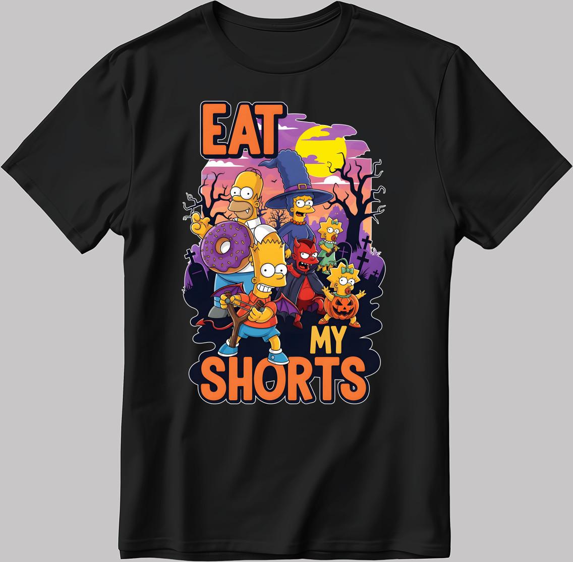 The Simpsons eat my Shorts S. Sleeve White-Black Men / Women T Shirt V064 4XL