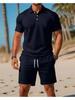Ensemble polo à manches courtes et short d'été slim fit pour homme – Décontracté, Polyvalent, Mode