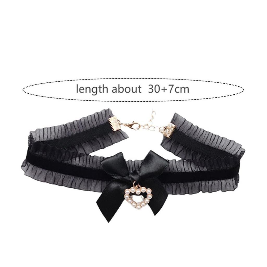 Cute Collar Lolitas Vintage Lace Choker For Women Gothic Bow Knot Bell Necklace