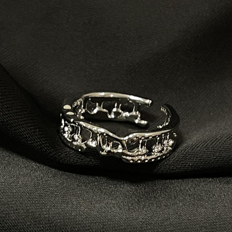 Caibao Medieval Ring Women'S Niche High-End Light Luxury Retro Open Ring Set Jewelry