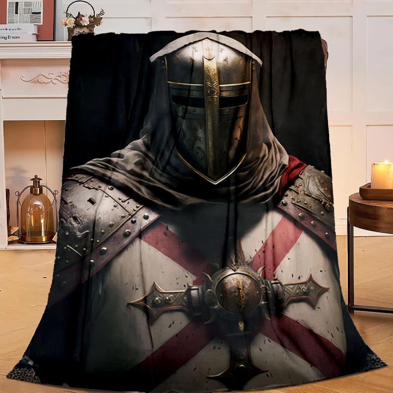 1PC Knights Templar Symbol Flannel Blanket Gift, Suitable for Both Men And Women, Soft Ideal for Beds And Sofa, Birthday Or Christmas Gift