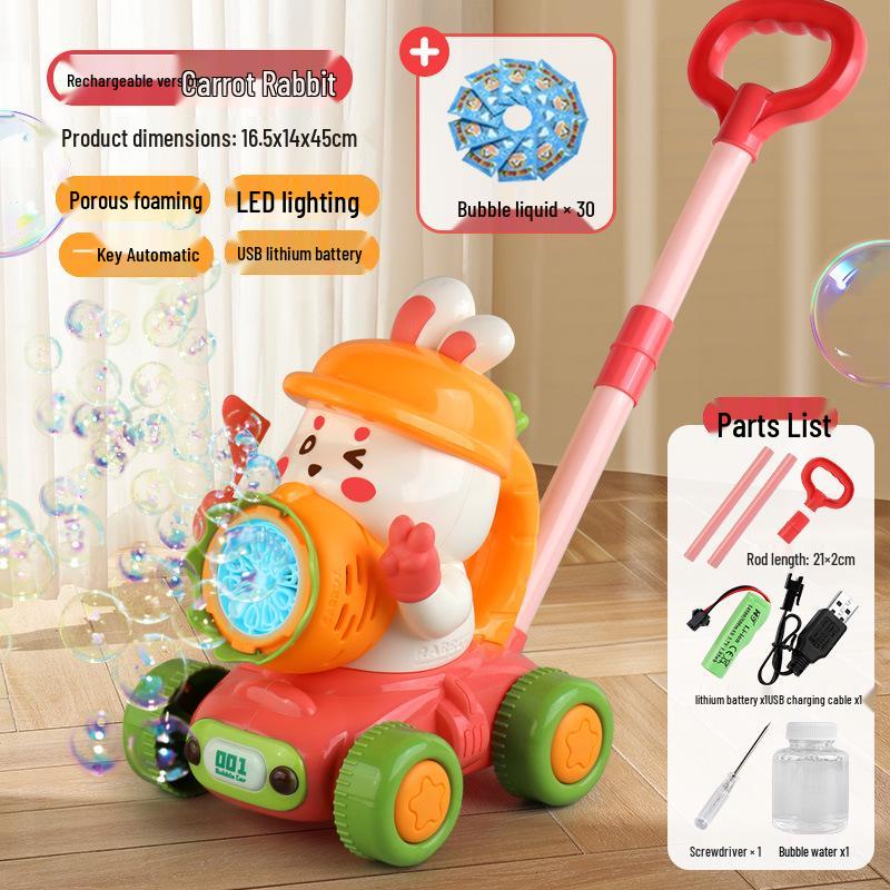 2025 Handheld Automatic Bubble Machine Toy for Kids – Outdoor Push Cart Bubble Blower