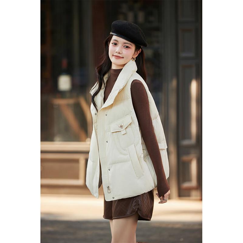 Fengxun Women's Korean Style Lightweight Duck Down Vest