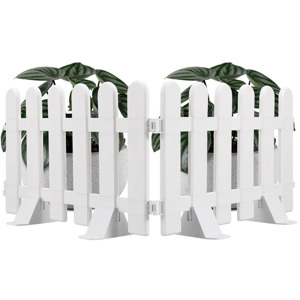 2pcs White Plastic Fence Courtyard Hedge Garden Fence Edging Border Decorative Landscape Small Low Fence For Tree Flower Bed