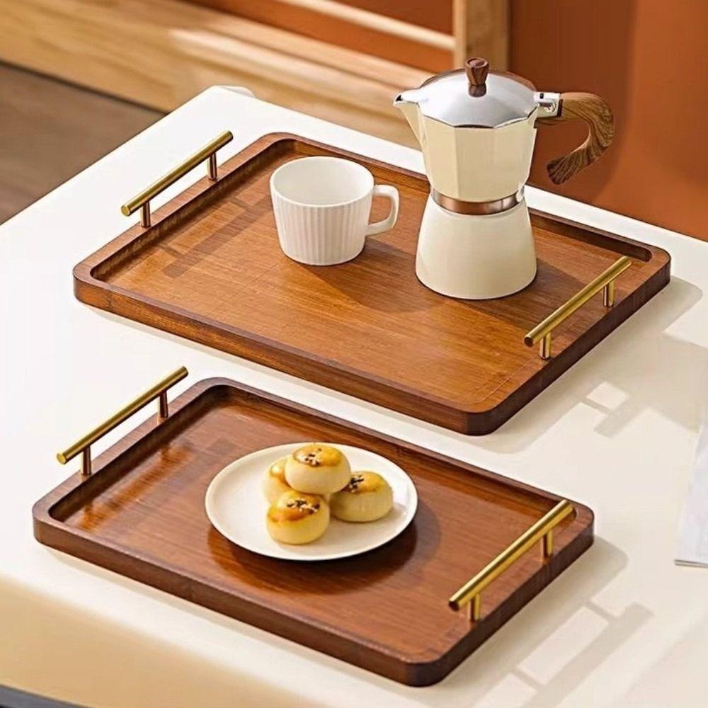 Vintage Bamboo Tea Tray Rectangular Breakfast Bread Plate Fruit Plate Serving Platter  Bathroom