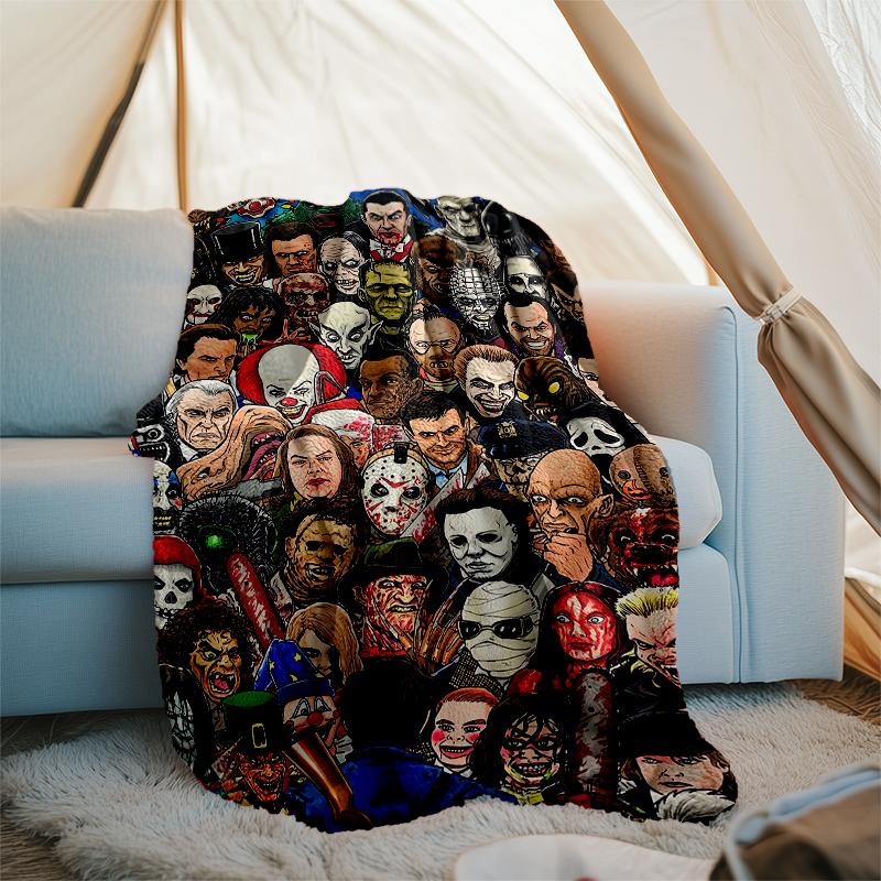 Halloween horror Theme Printed Blanket - Perfect for Couch, Bed, Travel & Outdoor Use | Machine Washable, Cozy & Durable.