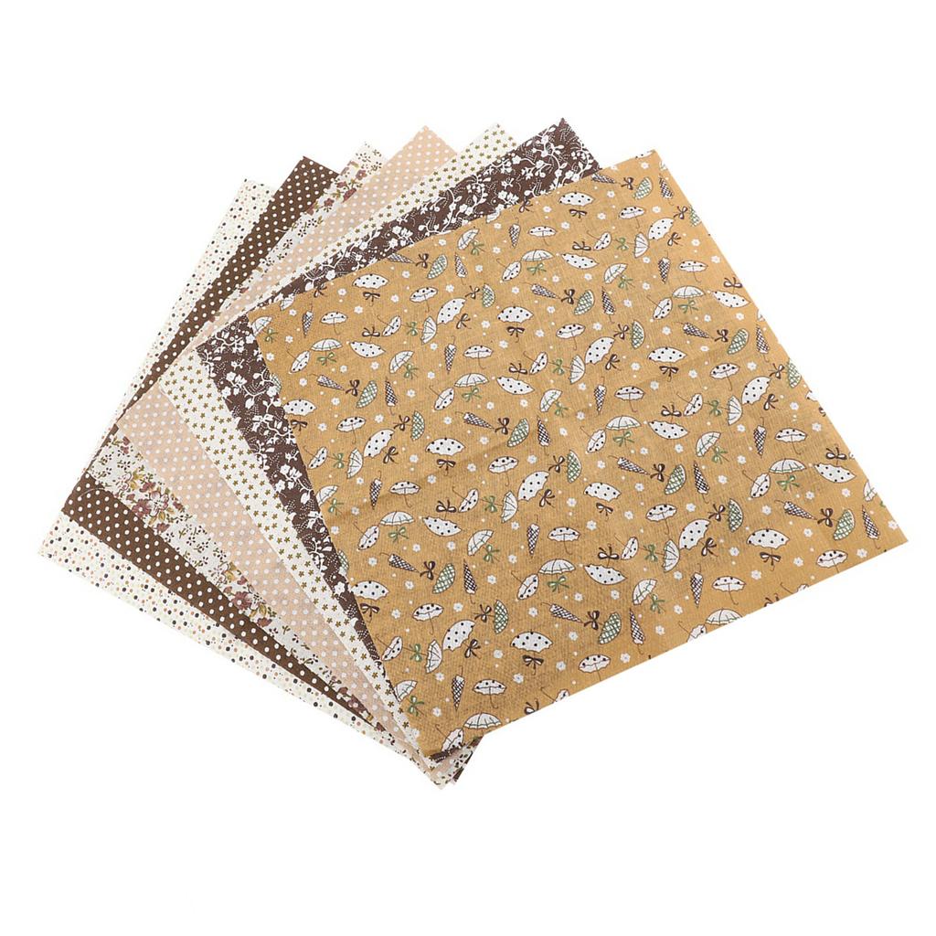 7 stk 50*50 cm Bomullsstoff DIY Assorted Squares Pre Cut Sengesett Quarters Bundle (brun)