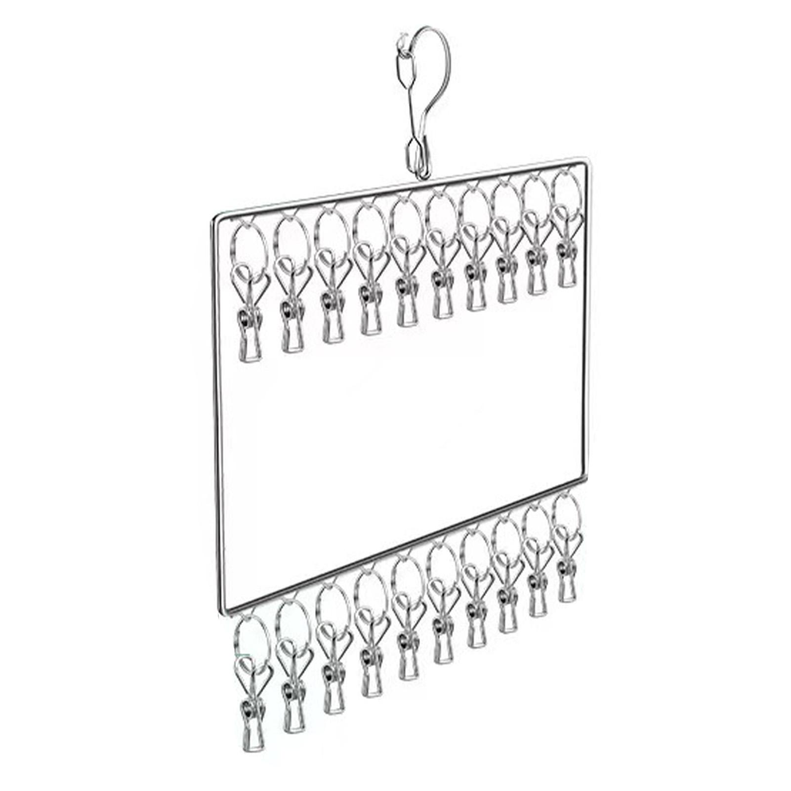 

Сушильная стойка из нержавеющей стали, многослойная вешалка для одежды, для дома, общежития, балкона, ветрозащитная стойка, 30 зажимов