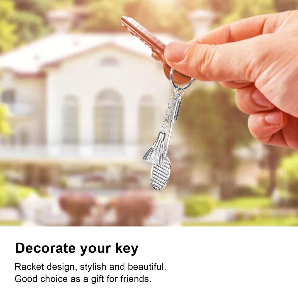 12pcs Metal Material Badminton Keychain Charm Fashionable Design Metal Keyrings For Ball Lovers