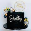 Man Cake Toppers Happy Birthday Cake Topper Black Gold Balls Cake Decorations for Birthday Wedding Baby Shower Party Decoration