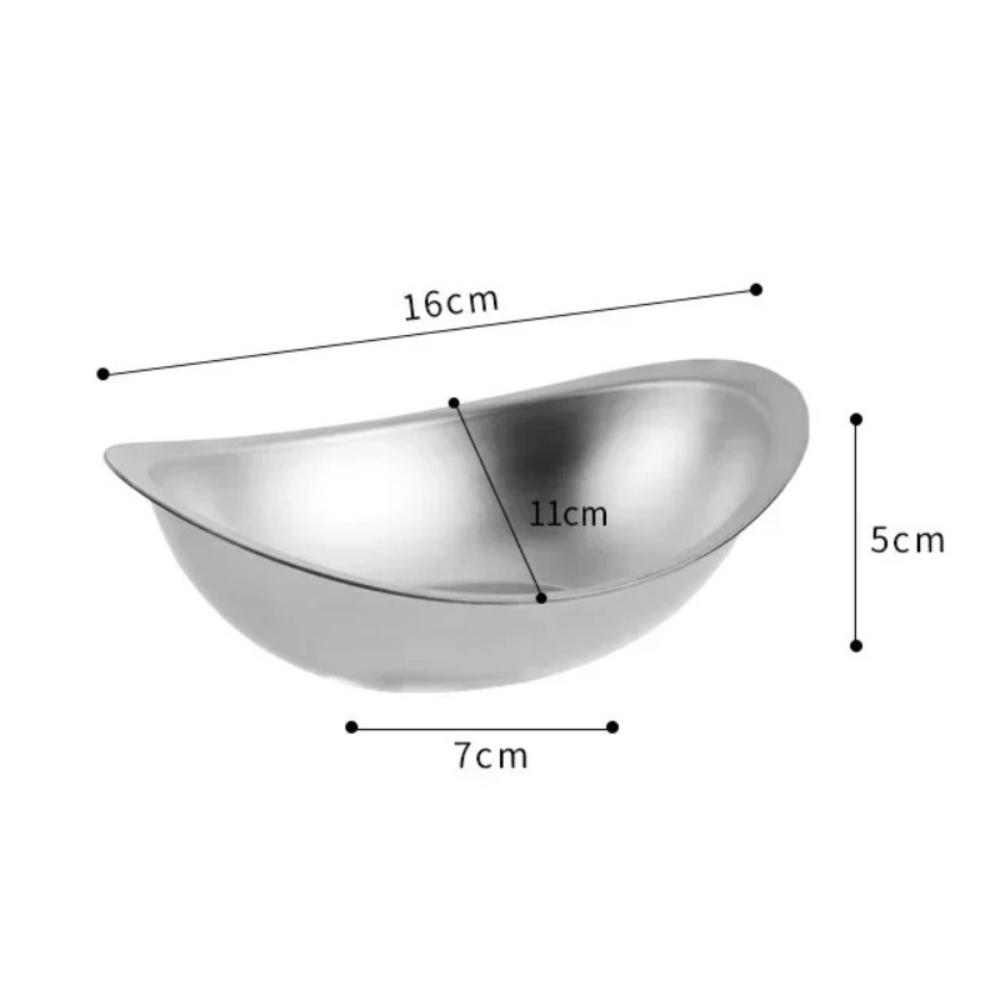304 Stainless Steel Salad Bowl Korean Golden Ingot Bowl Durable Dessert Bowl Restaurant Silver 16cm