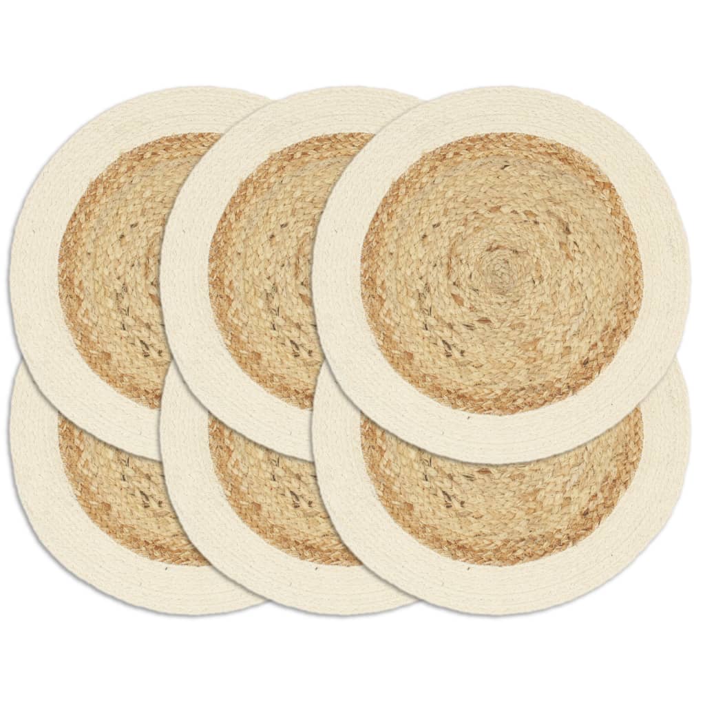 Buy Placemats 6 pcs Uni Natural 38 cm Round Jute and Cotton at