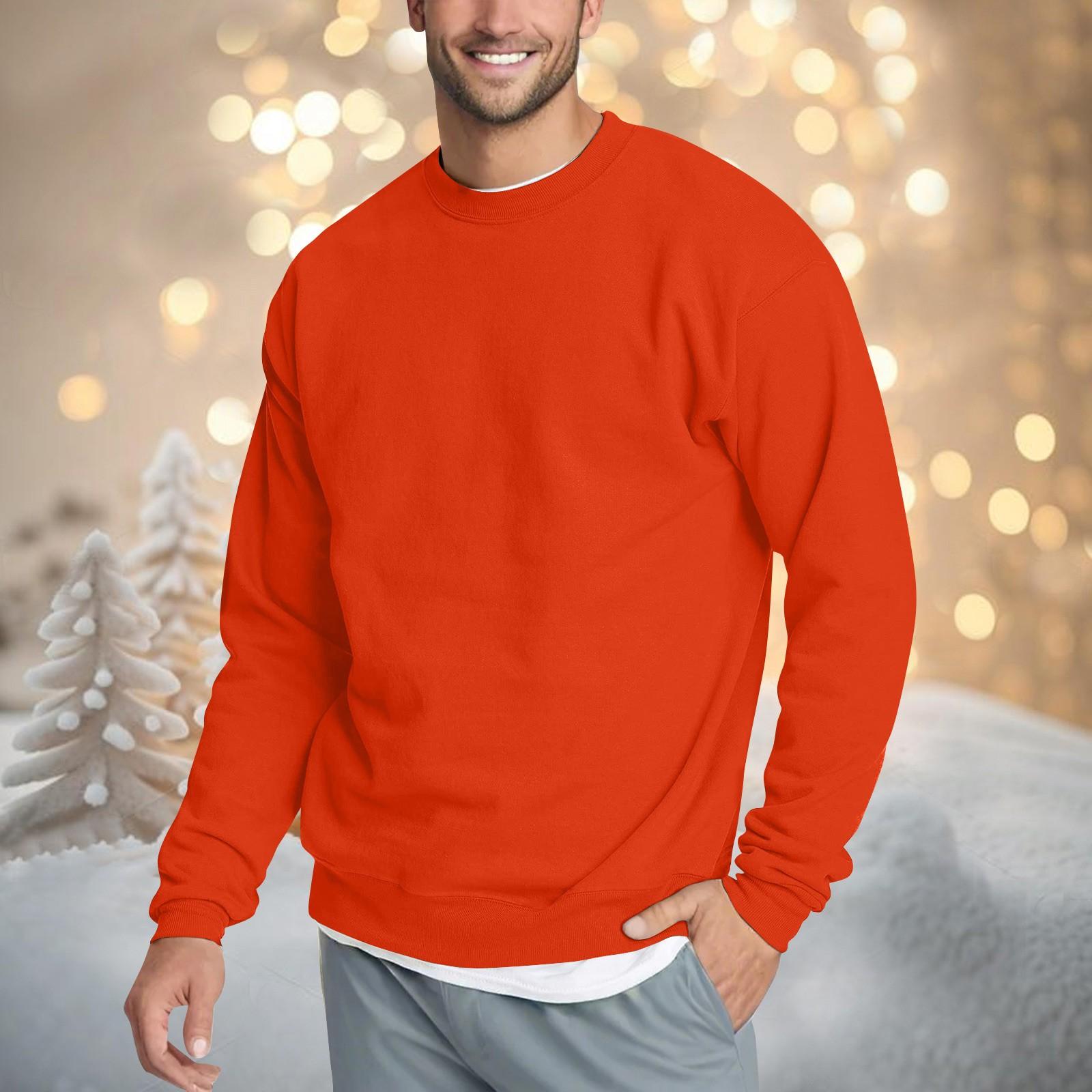 SuJu Heren Casual Mode Comfortabel Kleur Ronde Hals Pullover Sweatshirt Sweatshirt S rood