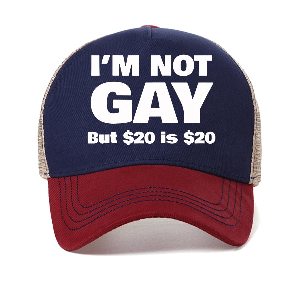 Ich bin nicht schwul, aber 20 ist 20 Aufdruck Baseballkappe Lässig Mann Bisexuell Lesbisch LGBT Schwul Grafikmützen Outdoor Atmungsaktive Trucker-Kappe