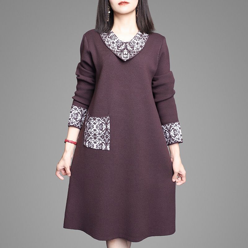 Autumn Winter Women's Thick Sweater Dress Loose Plus Size Knitted Dress Mid-Length Casual Dresses