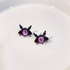 Unique Black Pink Monster Demon Eye Stud Earrings for Women New Modern Korean Fashion Cute Girl Party Zircon Accessories