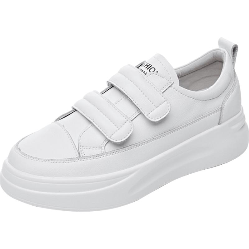 ZHR Women s White Leather Velcro Platform Casual Shoes AH109 37