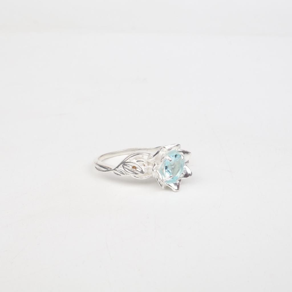 Natural Sky Blue Topaz Gemstone 925 Sterling Silver Jewelry Ring Gift For Women CZR-2-12