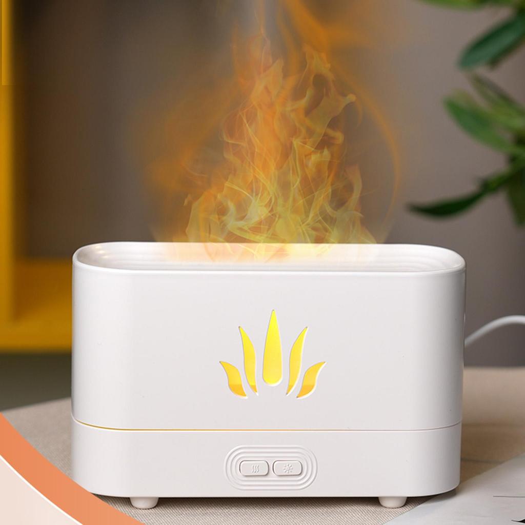 Flame Aroma Diffuser with Light Auto Shut Off for Yoga Tabletop Indoor White