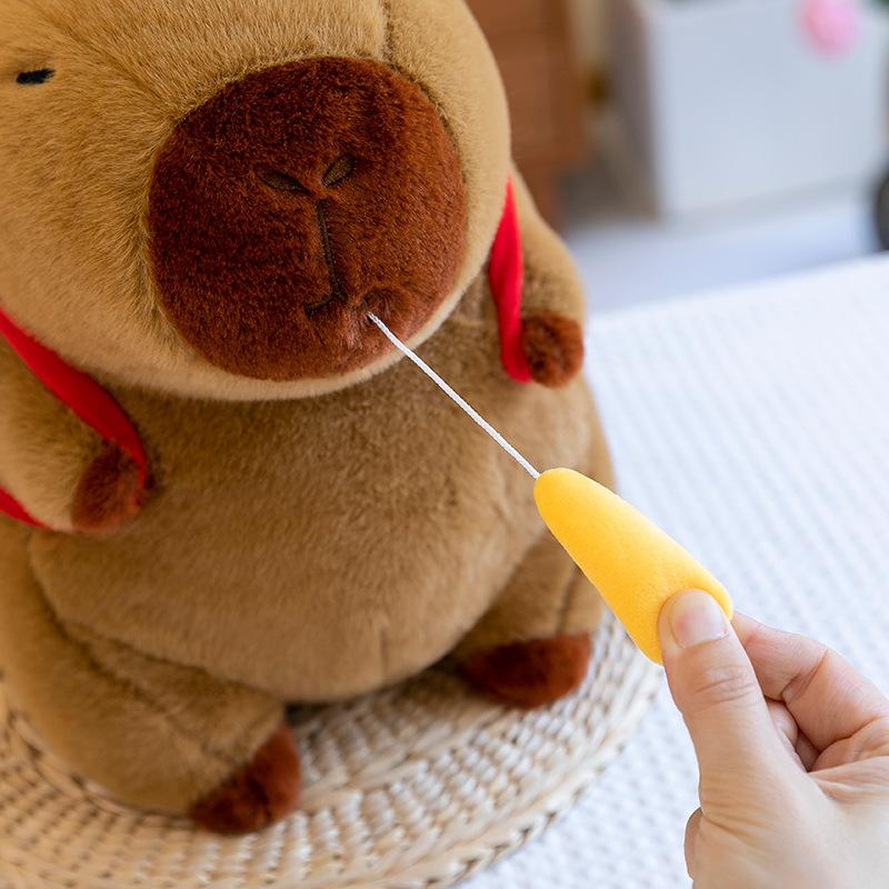 French Fries Backpack Capybara Plush Doll Gluttonous French Fries Stretchable Kapibara Girls Gift
