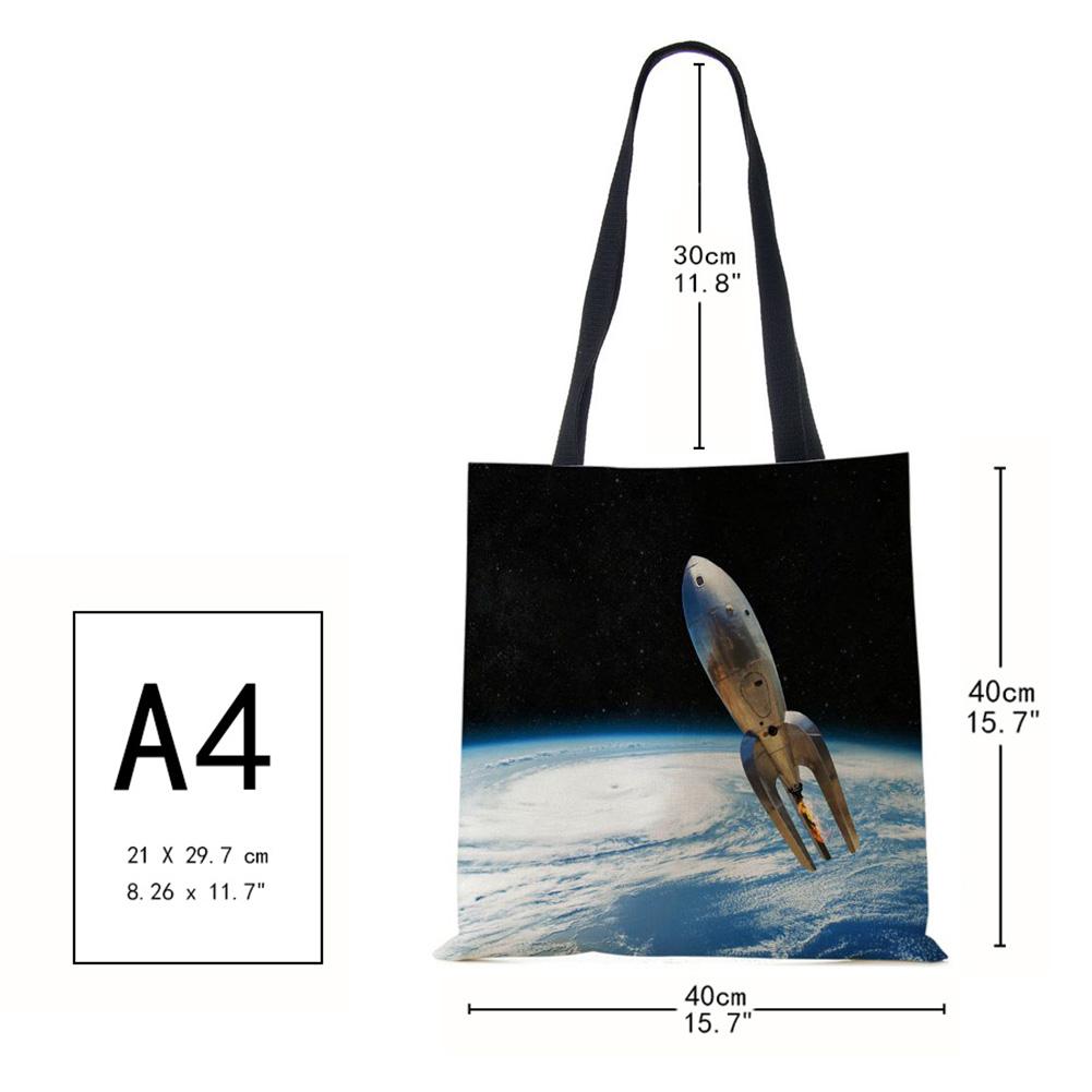 Damska płócienna torba na ramię Kosmonauta Harajuku 2022 Używana Duża pojemność Codzienna torebka Shopper Podróżna Torba Tote Książki KTY
