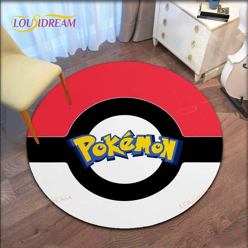 Cartoon Pokemon Runder Teppich für Wohnzimmer Teppich Bodenteppich Badematte Schlafzimmerteppich für Kinderzimmer Fußmatte