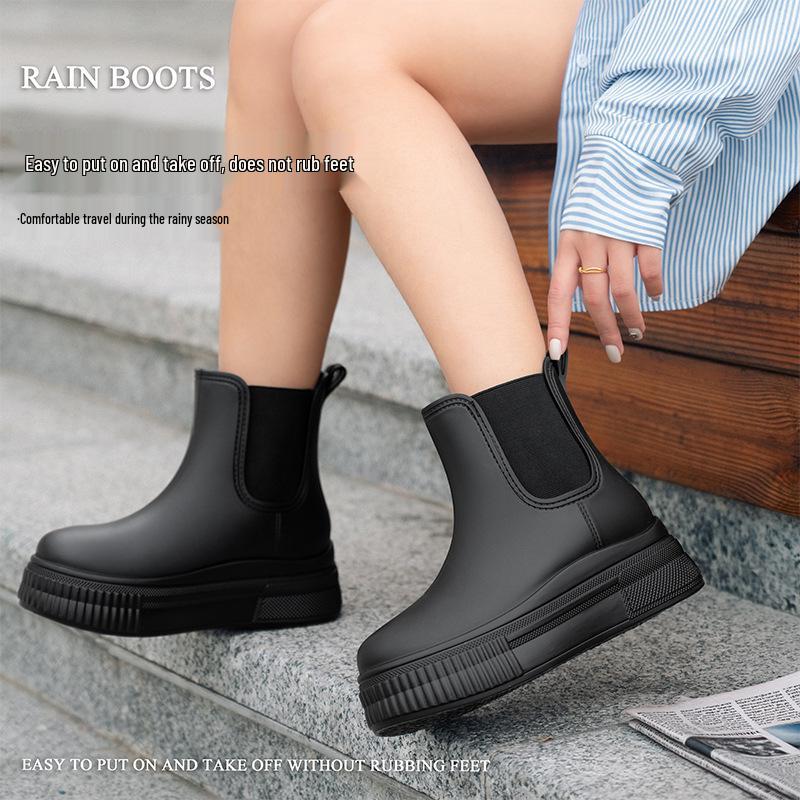 2025 Women's Japanese Style Non-slip Waterproof Short Rain Boots - Fashionable Outdoor Wear for Ladies