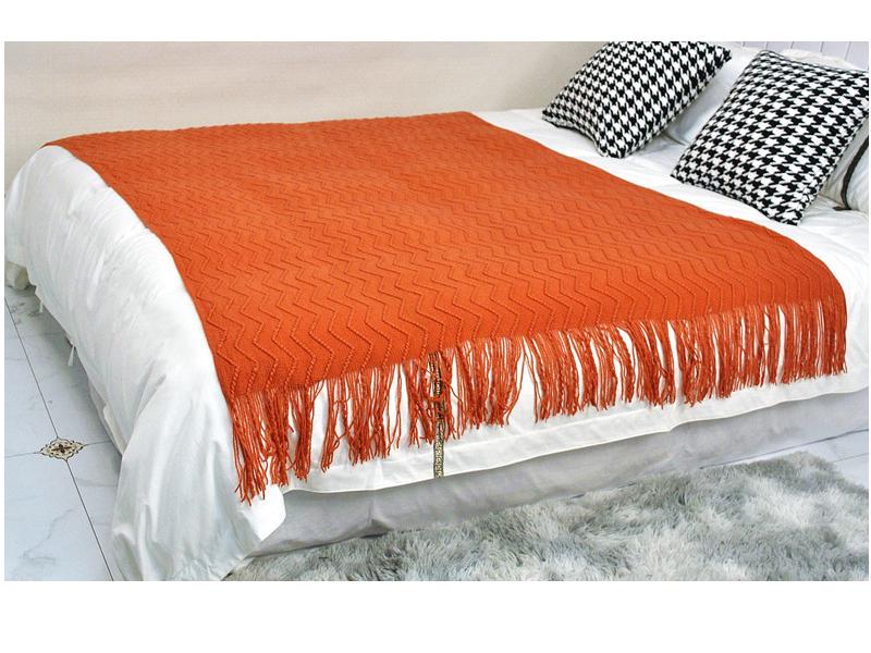Nordic Solid Color Knitted Throw Blanket - Soft, Luxury Tassel Design for Baby, Home, Office, or Nap.