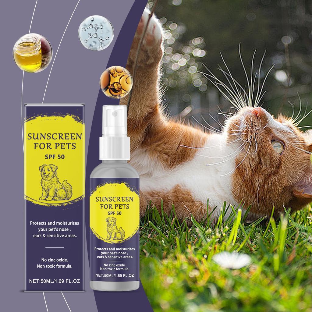 Special Sunscreen Spray SPF50 For , Physical , UV , Light And Thin Water Sensing, Common For Outdoor Packing, Dogs And Cats 50ml