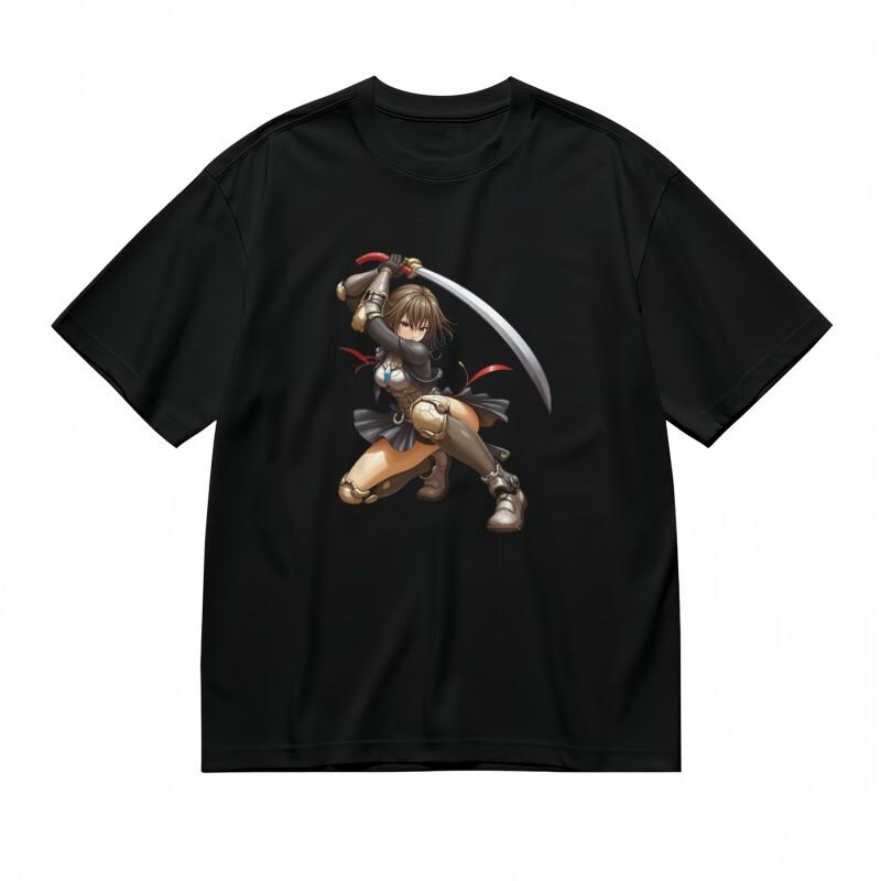 

Women s Classic T-Shirt Dynamic Female Fighter Graphic with Armor Skirt Design M