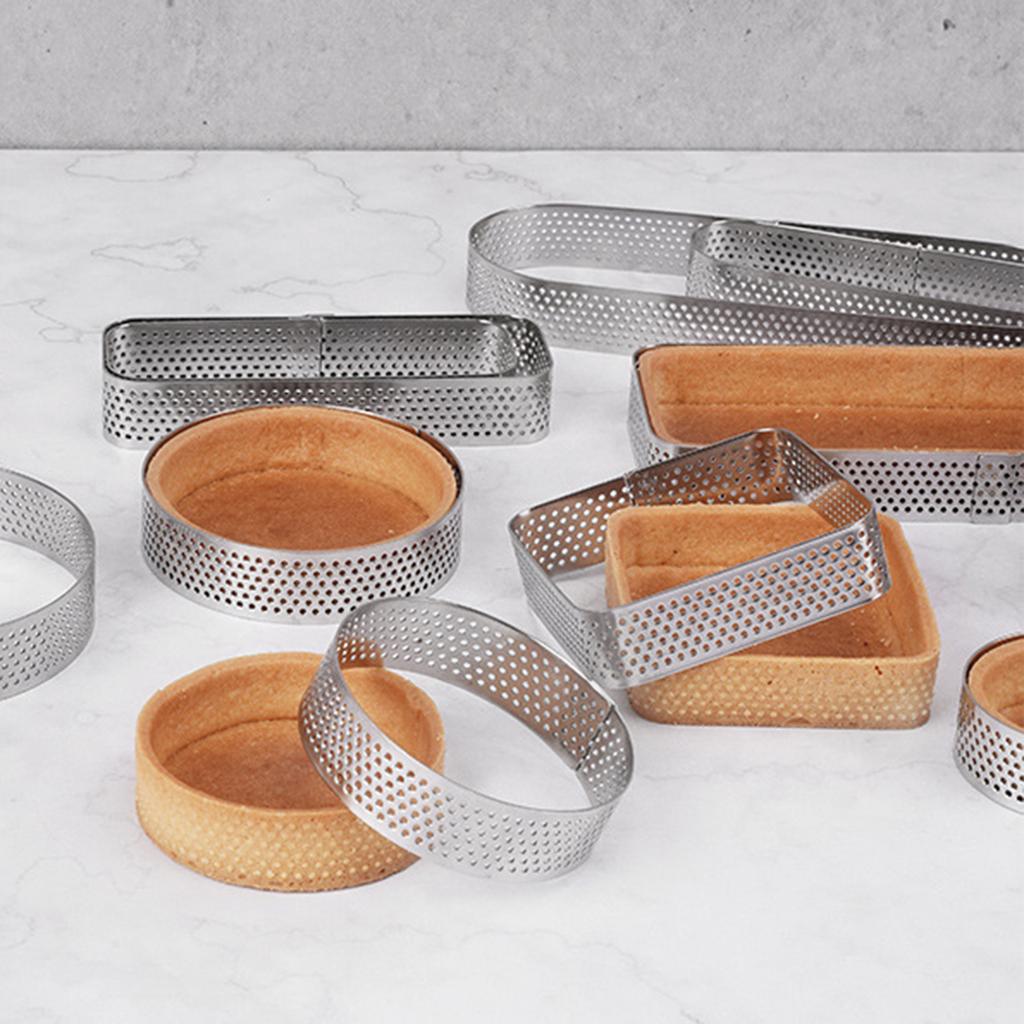 304 Stainless Steel 5pcs Thickened Perforated Baking Tools High Temperature Resistant Mousse Cake Circle Set Non Stick