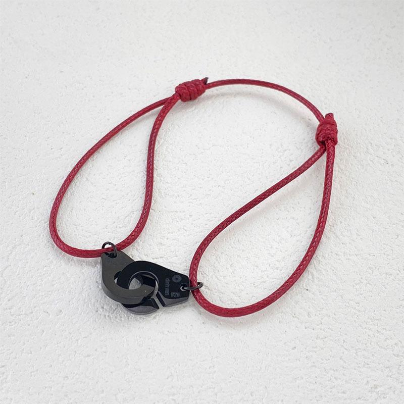 Adjustable Red Wax Rope Bracelet - Non-Fading Handcuff Style for Men and Women