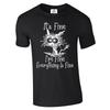 D H Clothing Uk Its Fine Im Everything Is Funny Cat Cartoon Meme T Shirt Vintage Streetwear Casual Designer Clothes