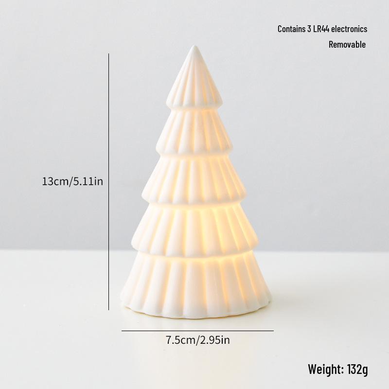 Nordic Style Ceramic Luminous Christmas Tree Ornament - Desktop Decoration Gift