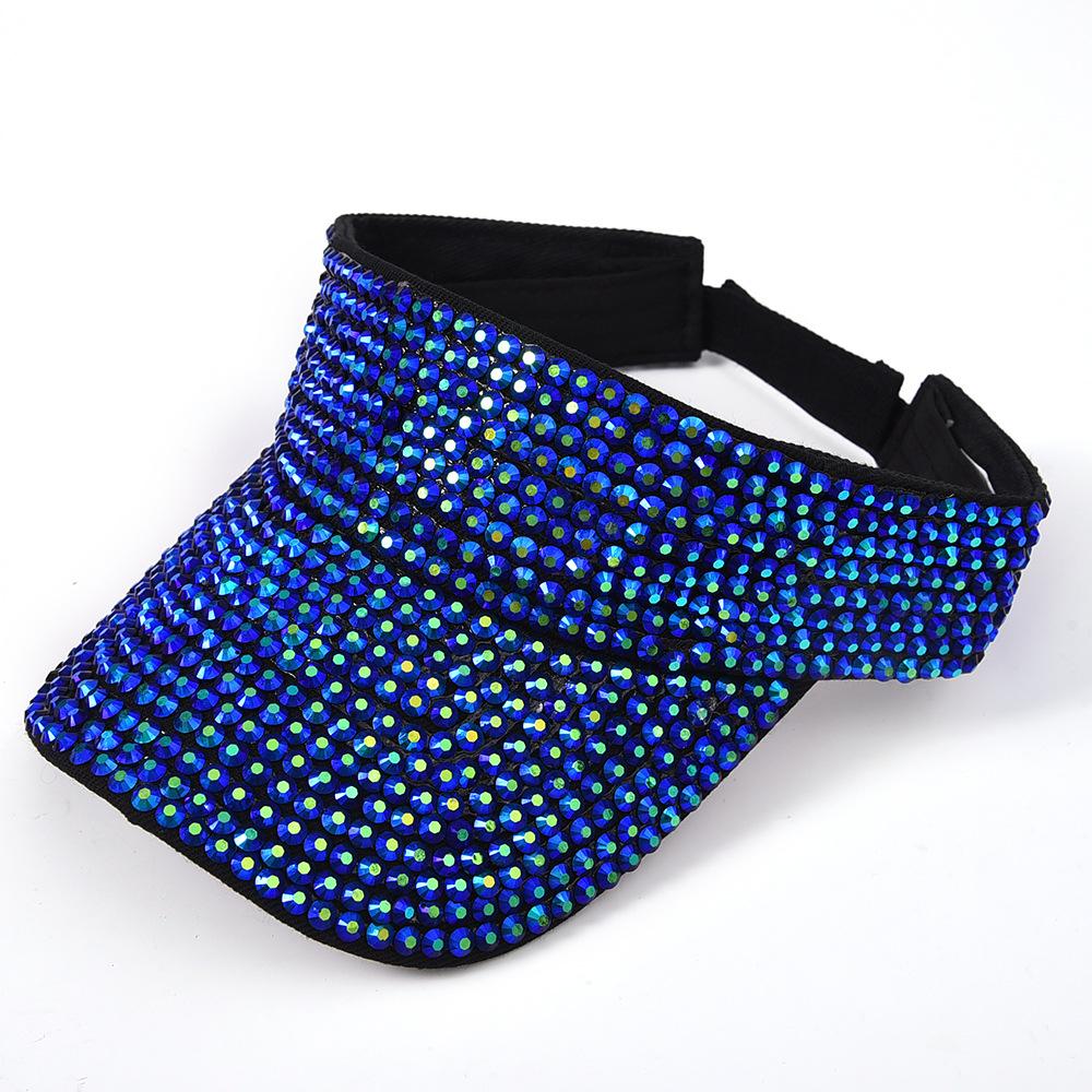 Flash Diamond Decorative Empty Top Hat, Women's Color Rhinestone Sun Hat, Outdoor Sunscreen Versatile Topless Cap Multi-color Optional