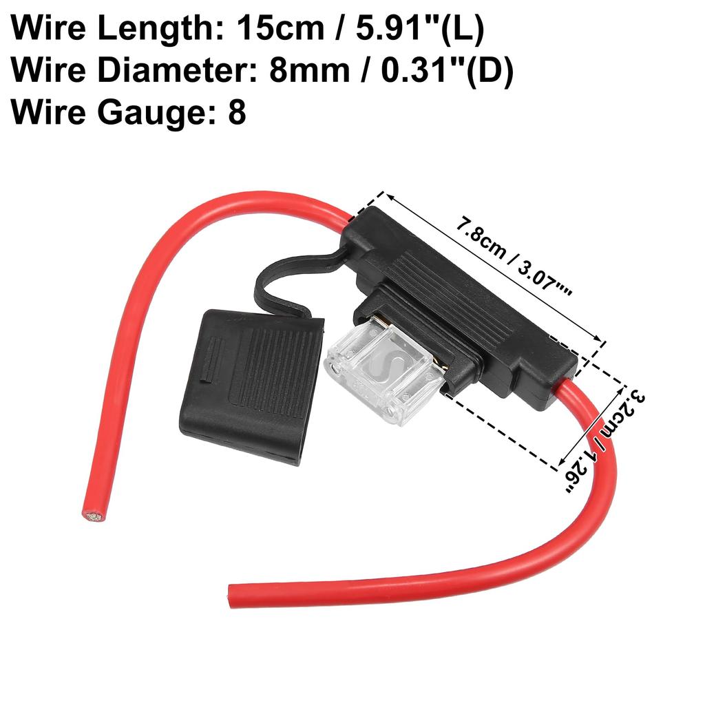 uxcell Car Inline ATC Style 80A Large Fuse Holder DC 8 Gauge 2 Set