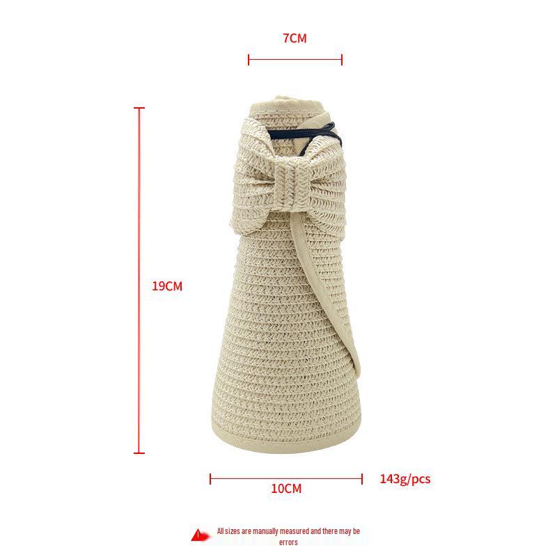 Foldable Straw Sun Hat with Wide Brim, Anti-UV Protection, and Bow Design for Outdoors