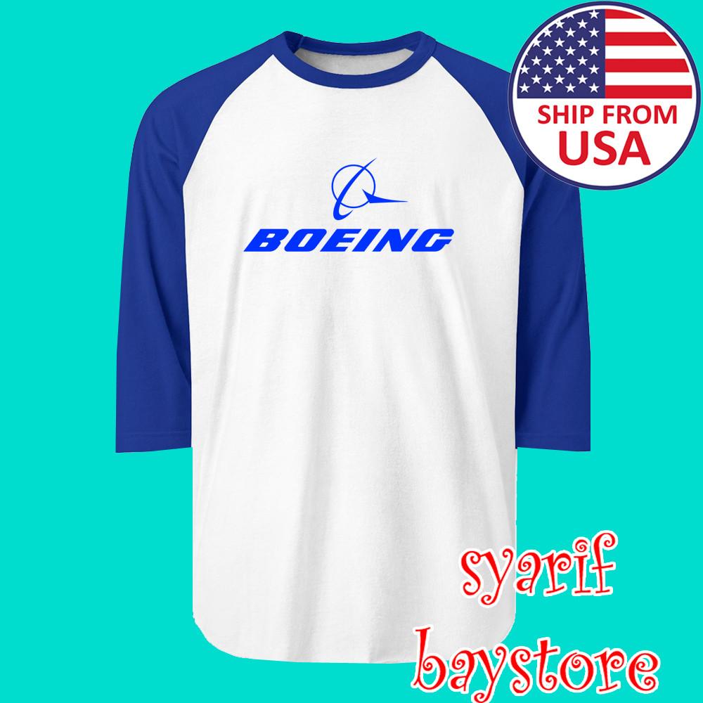 Boeing American Aircraft Men#039;s Raglan White Blue Size S to 2XL Unisex T-Shirt XXL