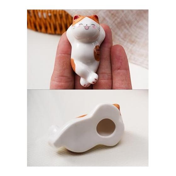 Cute Ceramic Cat Chopstick Rests - Japanese Style Lucky Cat Design, Versatile Desk Ornament, Perfect Gift for Home Decor
