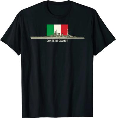 Italienisches Schlachtschiff Conte di Cavour Italien Flagge T-Shirt. Premium Baumwolle Kurzarm O-Ausschnitt Herren T-Shirt Neu S-3XL