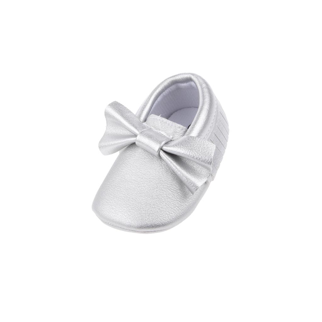 Kaufe Baby Kids Bowknot Soft Sole Moccasin Toddler Leather Crib Shoes 11cm Silver Joom