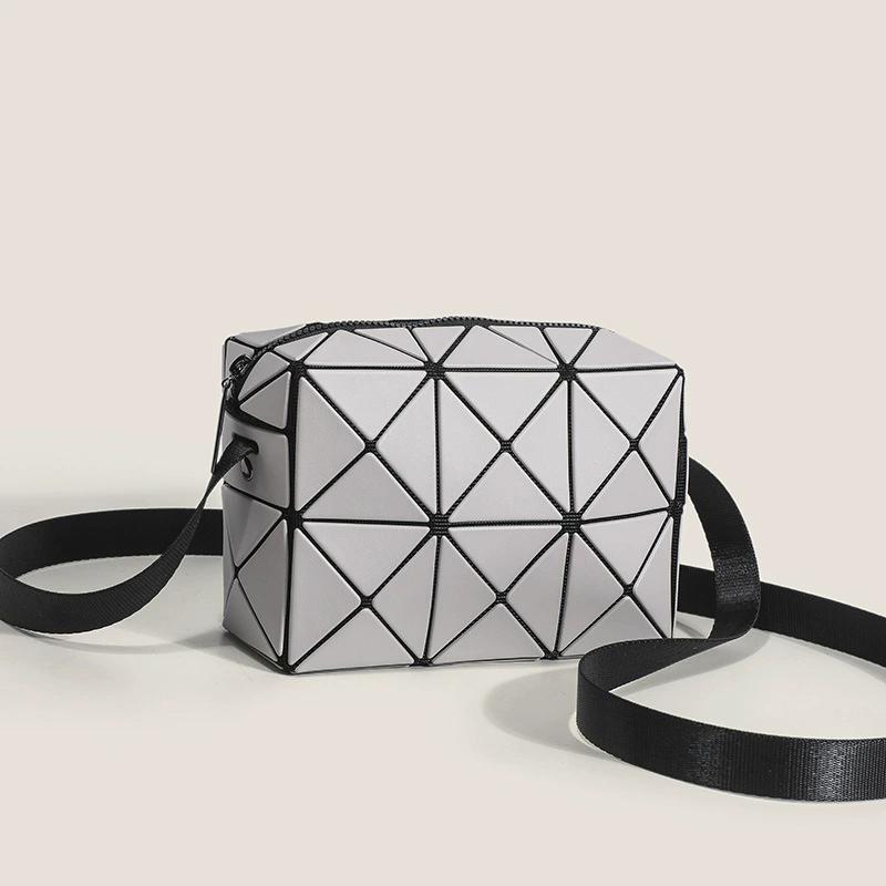 Borsa a tracolla geometrica patchwork da donna, borsa a spalla quadrata alla moda stile street