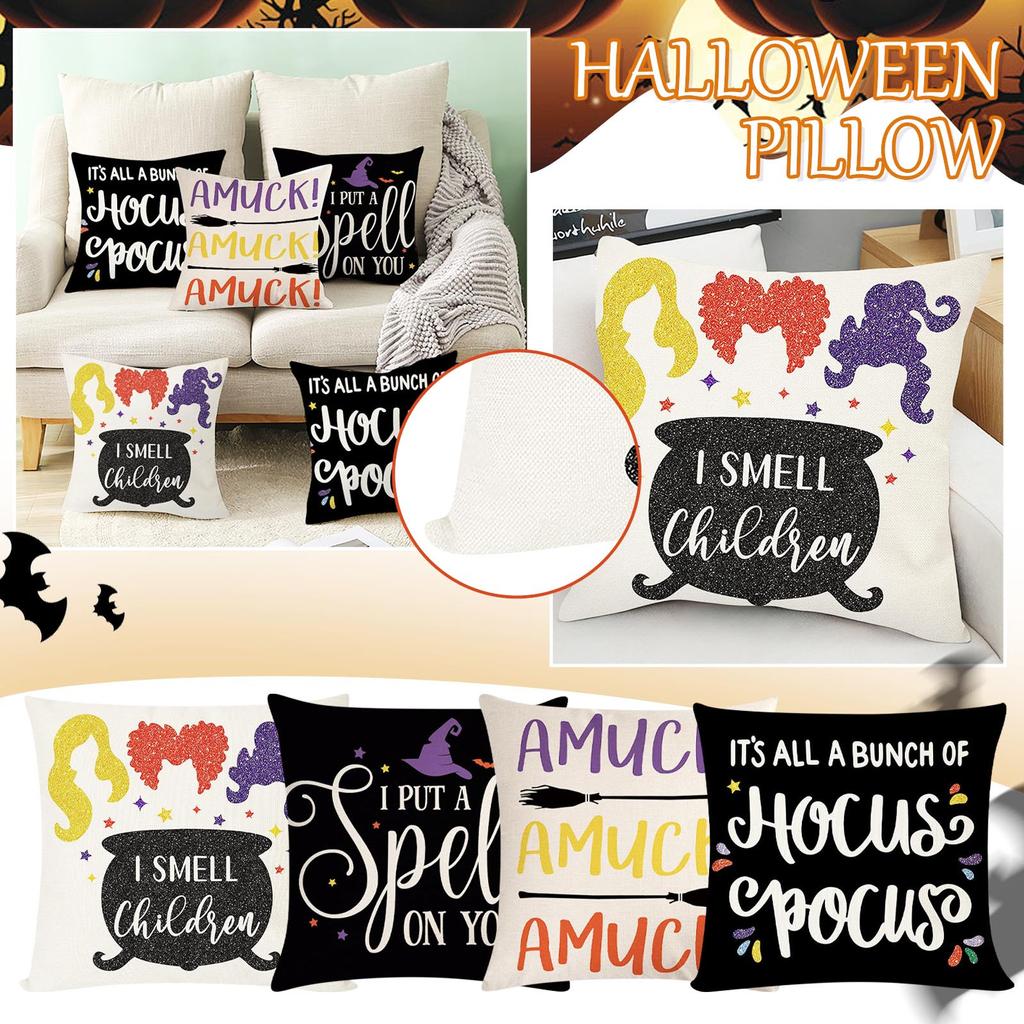 Halloween Throw  Cover Case Decorations 18 X 18 Inch Home Decorations Cushion Case For Sofa Couch Set Of 4
