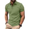 Men's Solid Color Button Short-Sleeve Polo Shirt