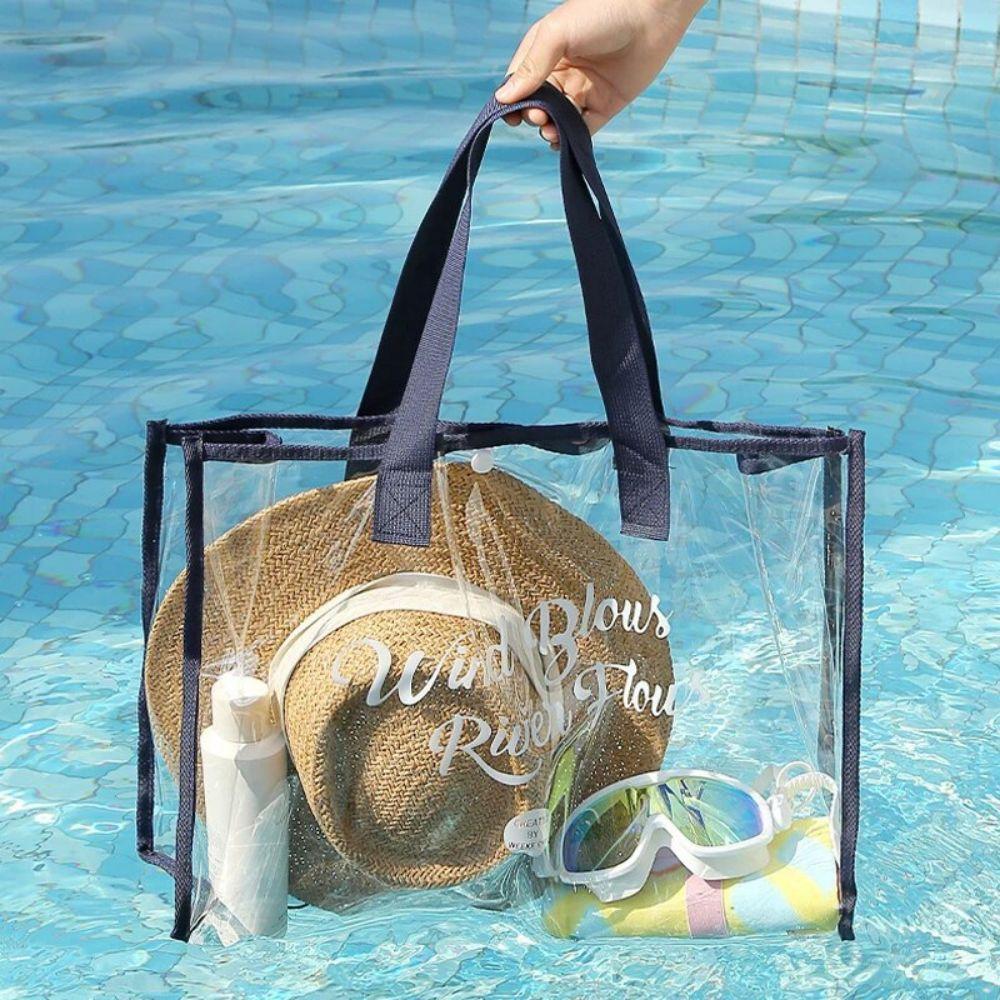 1PC Transparent Waterproof Portable Cosmetic Bag Transparent Travel Bag Fashionable PVC Beach Bag