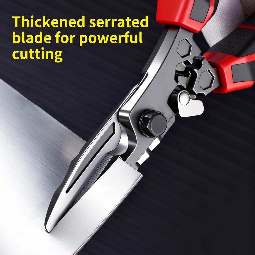 Industrial-Grade Multi-Function Aviation Snips Ergonomic Arc Grip & Safety Lock, Cuts Aluminum, Copper, Steel, Wire Industrial