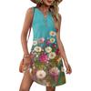 Ladies' Fashionable Gradient Print V-neck Button-down Pocket Vest Dress Beach Vacation Summer Dress