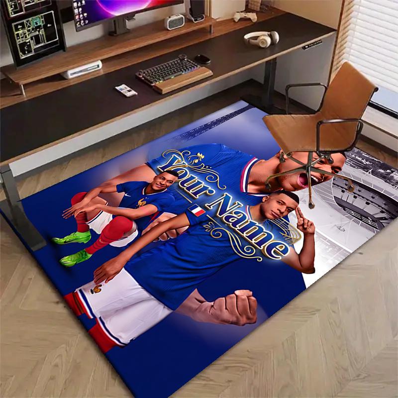 M-Mbappe Design Area Rug Personalized Name- Non-Slip, Soft & Cozy Floor Mat for Living Room, Office - Indoor/Outdoor Carpet