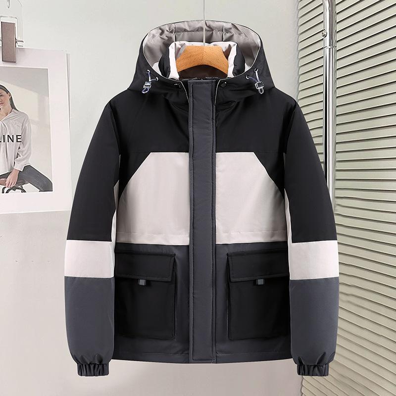 Men's Hooded Standing Collar Cold Resistant Winter Jacket Thickened Warm Lightweight Casual Loose Comfortable Cotton Jacket Punching Jacket